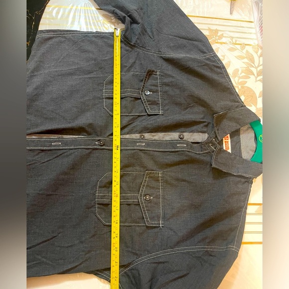 Set Of 2 Shirts Mens MICHAEL BRANDON / AMERICAN RAG SZ M Gray Denim Long Sleeves - Picture 10 of 11